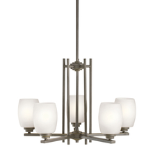 Kichler 1896OZS - Eileen 16.5&#34; 5 Light Chandelier with Satin Etched Cased Opal Glass in Olde Bronze®