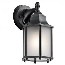 Kichler 9774BKS - Chesapeake 10.25&#34; 1 Light Outdoor Wall Light with Satin Etched Glass in Black