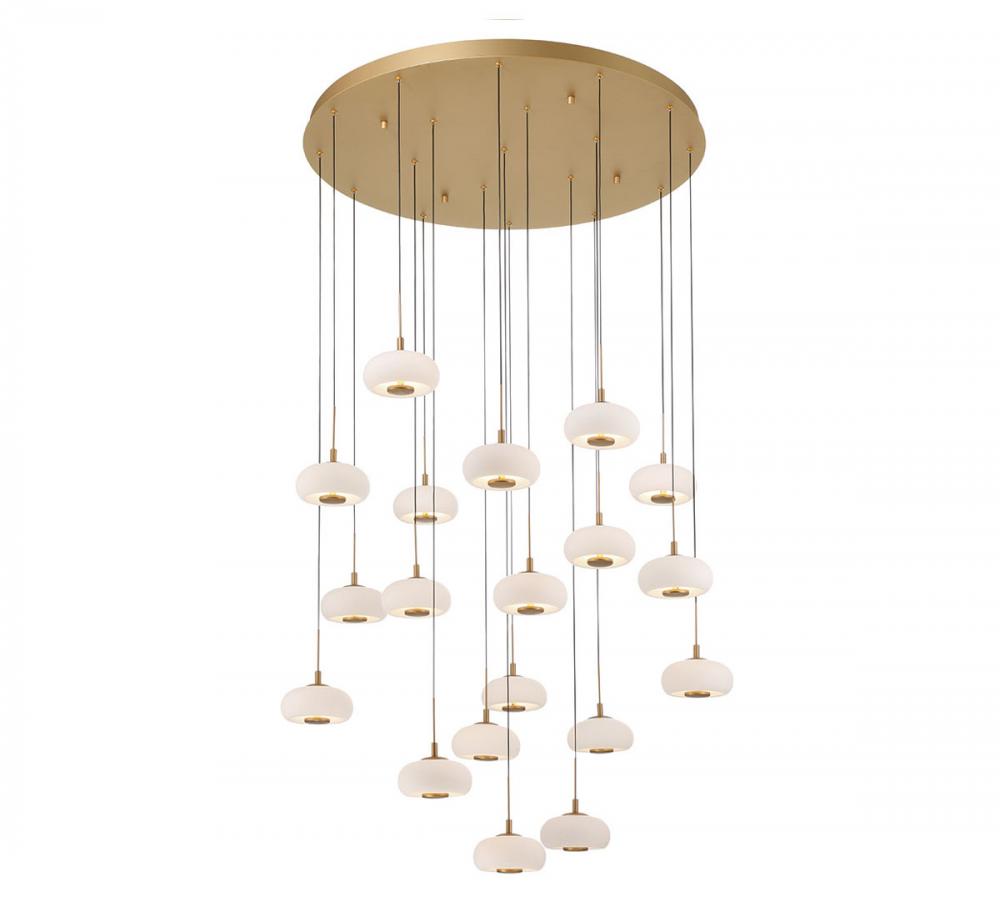 Adelfia, 19 Light Round LED Chandelier, Painted Antique Brass