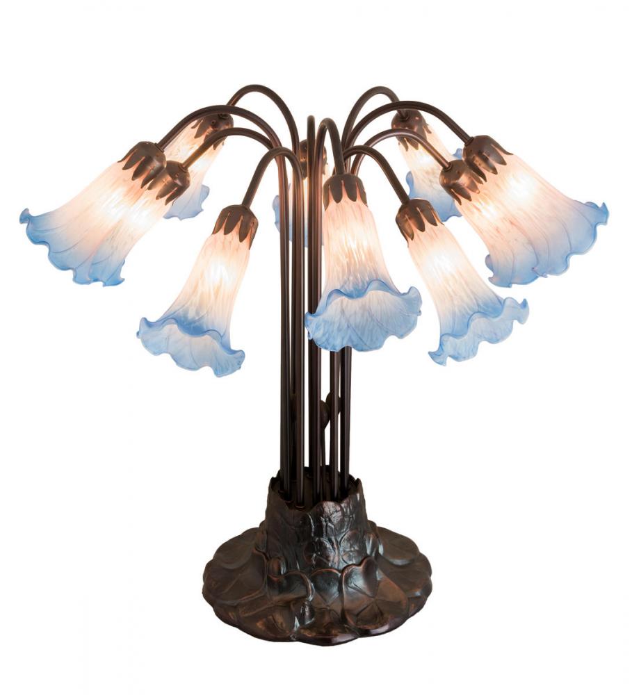 22"H Pink/Blue Pond Lily 10 LT Table Lamp