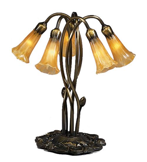 17" High Amber Tiffany Pond Lily 5 LT Accent Lamp