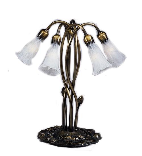 17" High White Tiffany Pond Lily 5 Light Accent Lamp