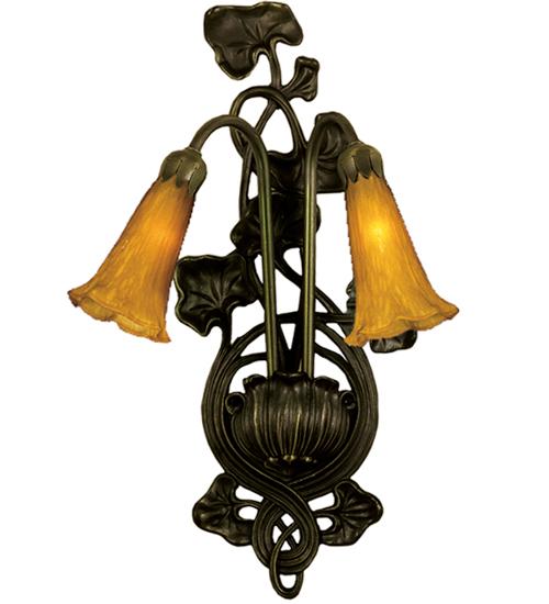 11" Wide Amber Tiffany Pond Lily 2 LT Wall Sconce