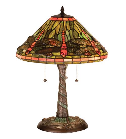 21"H Tiffany Dragonfly w/ Twisted Fly Mosaic Base Table Lamp