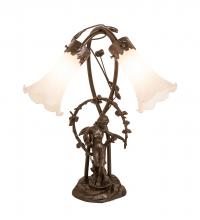 Meyda Blue 109504 - 17&#34; High White Tiffany Pond Lily 2 Light Trellis Girl Accent Lamp