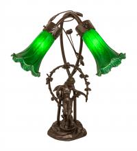 Meyda Blue 109514 - 17&#34; High Green Tiffany Pond Lily 2 Light Trellis Girl Accent Lamp