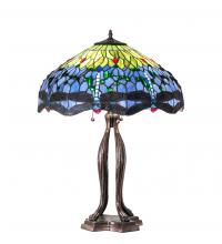 Meyda Blue 109609 - 33&#34; High Tiffany Hanginghead Dragonfly Table Lamp