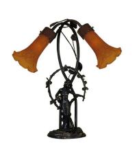 Meyda Blue 11822 - 17&#34; High Amber Tiffany Pond Lily 2 Light Trellis Girl Accent Lamp