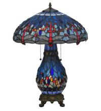 Meyda Blue 118840 - 25" High Tiffany Hanginghead Dragonfly Table Lamp