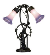 Meyda Blue 11943 - 17&#34; High Pink Pond Lily 2 Light Trellis Girl Accent Lamp