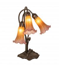 Meyda Blue 129165 - 16&#34; High Amber/Purple Tiffany Pond Lily 3 Light Accent Lamp