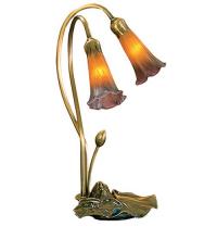 Meyda Blue 13008 - 16&#34; High Amber/Purple Pond Lily 2 LT Table Lamp
