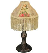 Meyda Blue 131721 - 10&#34;H Fabric & Fringe Roses Mini Lamp