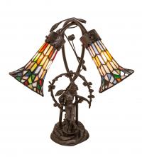 Meyda Blue 133659 - 17&#34; High Stained Glass Pond Lily 2 Light Trellis Girl Accent Lamp