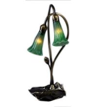 Meyda Blue 13481 - 16&#34; High Green Tiffany Pond Lily 2 Light Accent Lamp