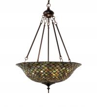 Meyda Blue 135825 - 20&#34; Wide Tiffany Fishscale Inverted Pendant