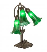 Meyda Blue 136434 - 16&#34; High Green Tiffany Pond Lily 3 Light Accent Lamp