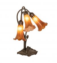 Meyda Blue 136435 - 16&#34; High Amber Tiffany Pond Lily 3 Light Accent Lamp