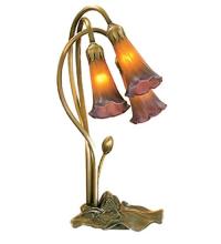 Meyda Blue 13674 - 16&#34; High Amber/Purple Pond Lily 3 LT Table Base