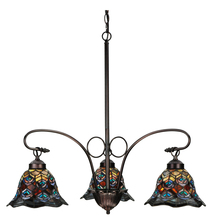 Meyda Blue 140351 - 30&#34;W Tiffany Peacock Feather 3 LT Chandelier