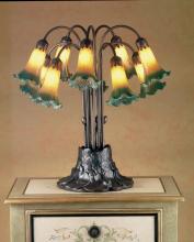 Meyda Blue 14357 - 22"H Amber/Green Tiffany Pond Lily 10 LT Table Lamp