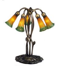 Meyda Blue 14893 - 17" High Amber/Green Tiffany Pond Lily 5 LT Accent Lamp