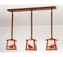 Meyda Blue 15511 - 37&#34;L Cowboy & Steer 3 LT Island Pendant