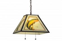 Meyda Blue 155274 - 16&#34; Square Reverse Painted Trout Pendant