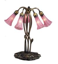 Meyda Blue 15925 - 17&#34; High Pink Tiffany Pond Lily 5 Light Accent Lamp
