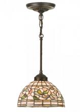Meyda Blue 16211 - 8&#34;W Tiffany Turning Leaf Mini Pendant