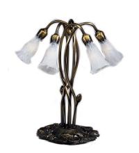 Meyda Blue 16545 - 17" High White Tiffany Pond Lily 5 Light Accent Lamp
