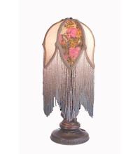 Meyda Blue 16563 - 11&#34; High Fabric & Fringe Victorian Tulip Mini Lamp