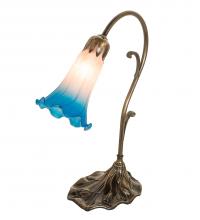 Meyda Blue 17124 - 15" High Pink/Blue Tiffany Pond Lily Accent Lamp