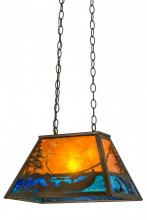 Meyda Blue 172102 - 18&#34;L Trout & Fisherman Oblong Pendant