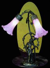 Meyda Blue 17858 - 17&#34; High Pink Tiffany Pond Lily 2 Light Trellis Girl Accent Lamp