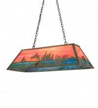 Meyda Blue 192743 - 42&#34; Long Trout & Fisherman Oblong Pendant
