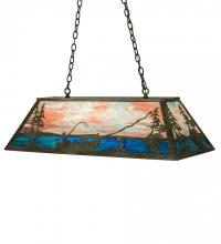 Meyda Blue 196601 - 42&#34; Long Trout & Fisherman Oblong Pendant