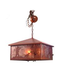 Meyda Blue 20934 - 22&#34;Sq Quail Hunter W/Dog Pendant