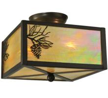 Meyda Blue 23211 - 10&#34;Square Timeless Bronze Balsam Pine Flushmount