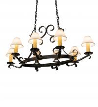 Meyda Blue 235822 - 56&#34; Long Handforged Oval 8 Light W/Downlight Chandelier