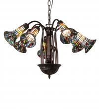Meyda Blue 236531 - 26&#34; Wide Stained Glass Pond Lily 7 Light Chandelier