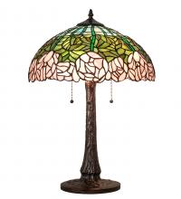 Meyda Blue 242043 - 22" High Tiffany Cabbage Rose Table Lamp