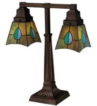 Meyda Blue 24284 - 19.5&#34;H Mackintosh Leaf 2 Light Desk Lamp