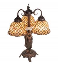 Meyda Blue 245477 - 23" High Tiffany Fishscale 3 Light Table Lamp