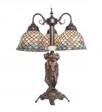 Meyda Blue 245479 - 23&#34; High Tiffany Fishscale 3 Light Table Lamp