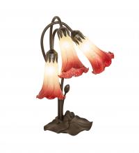 Meyda Blue 251682 - 16" High Seafoam/Cranberry Tiffany Pond Lily 3 Light Accent Lamp