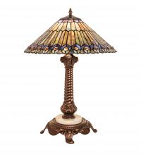 Meyda Blue 251928 - 23&#34; High Tiffany Jeweled Peacock Table Lamp