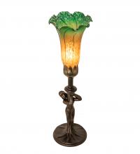 Meyda Blue 253516 - 15&#34; High Amber/Green Tiffany Pond Lily Nouveau Lady Accent Lamp