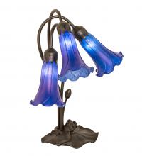 Meyda Blue 254291 - 16&#34; High Blue Tiffany Pond Lily 3 Light Accent Lamp