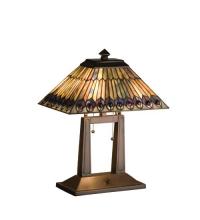 Meyda Blue 26300 - 20&#34;H Tiffany Jeweled Peacock Oblong Desk Lamp